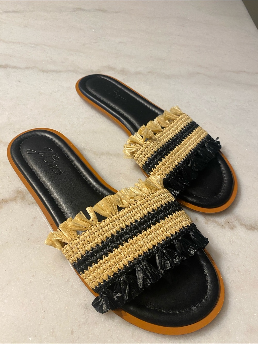 J. Crew Sorrento Woven Sandals with Raffia Fringe Size 8.5